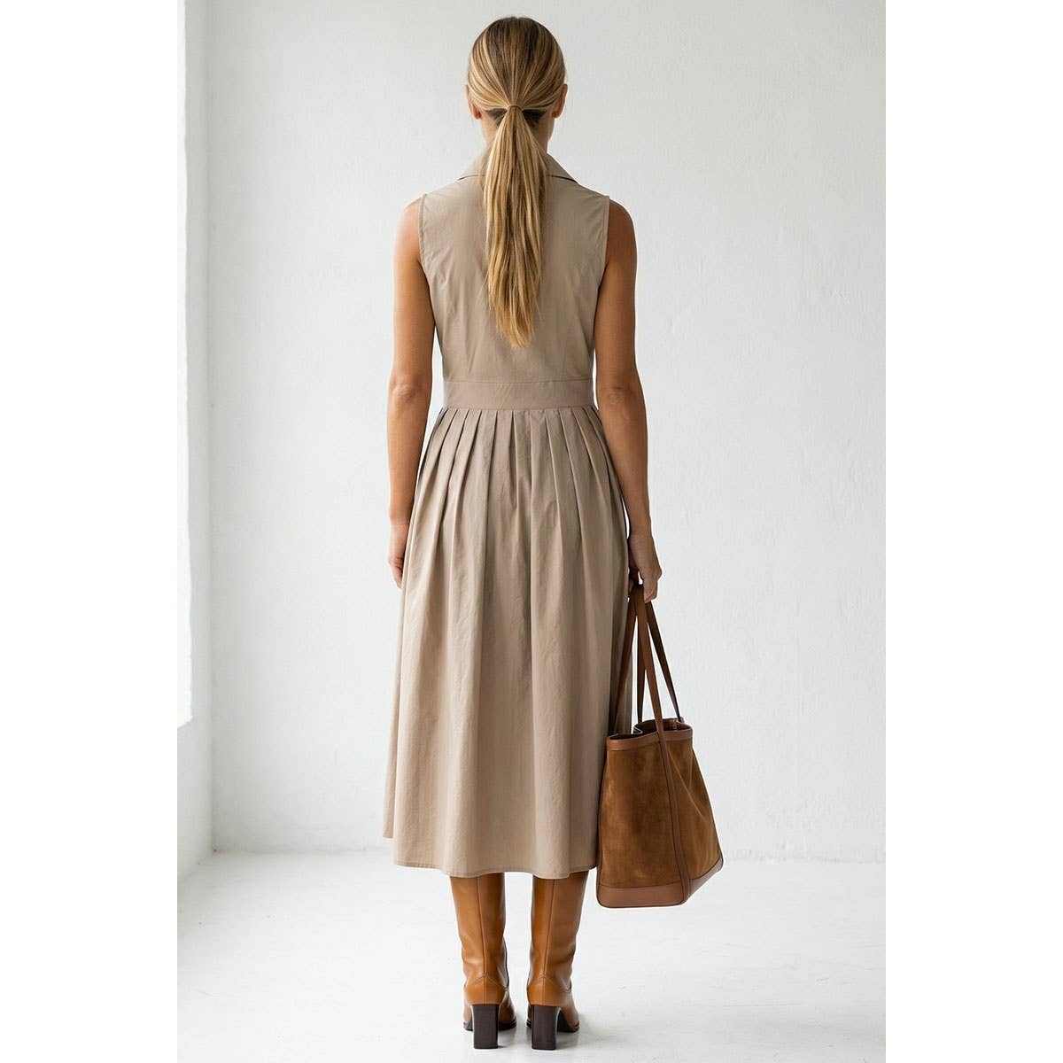 Sleeveless Midi Shirt Dress