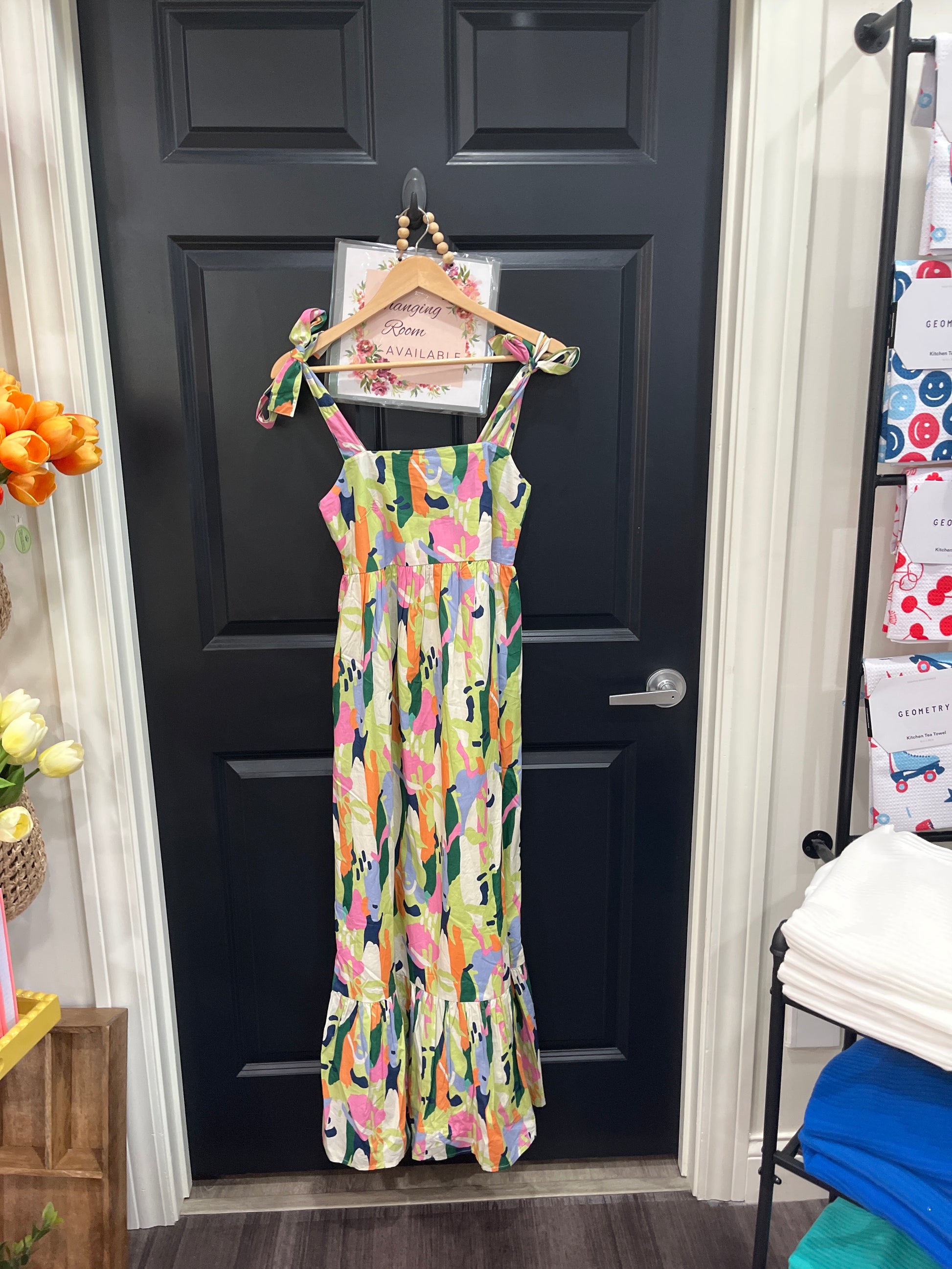 Tie Strap Multi Color Maxi Dress
