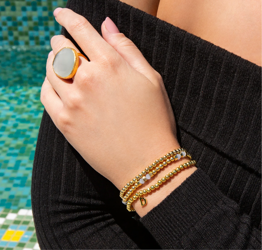 4mm Gold Ball Bracelet- Initial
