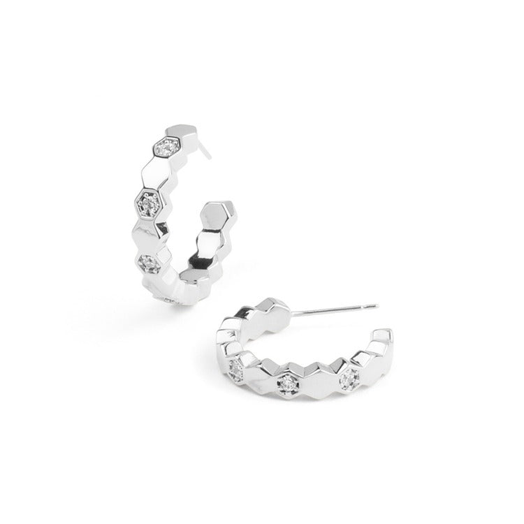 Honeycomb Crystal Hoop Earrings