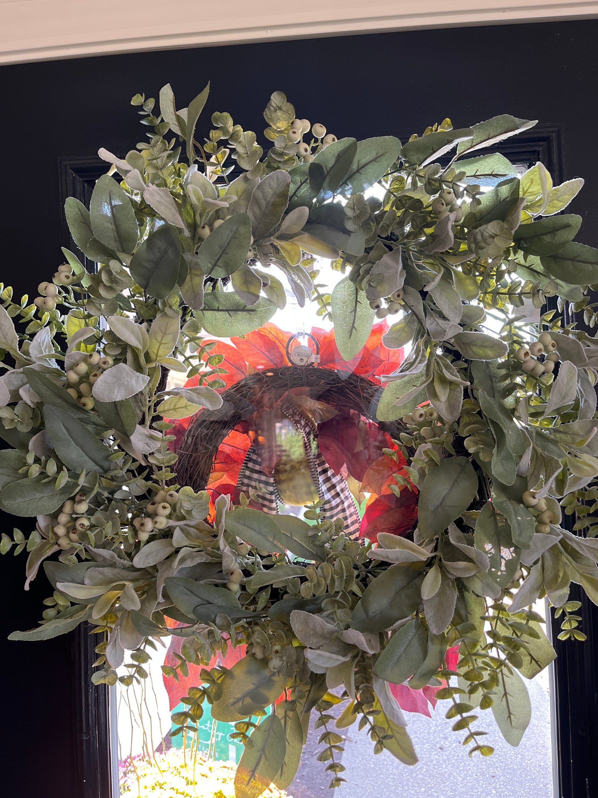 30" Mixed Green Foliage w/ Berries Wreath