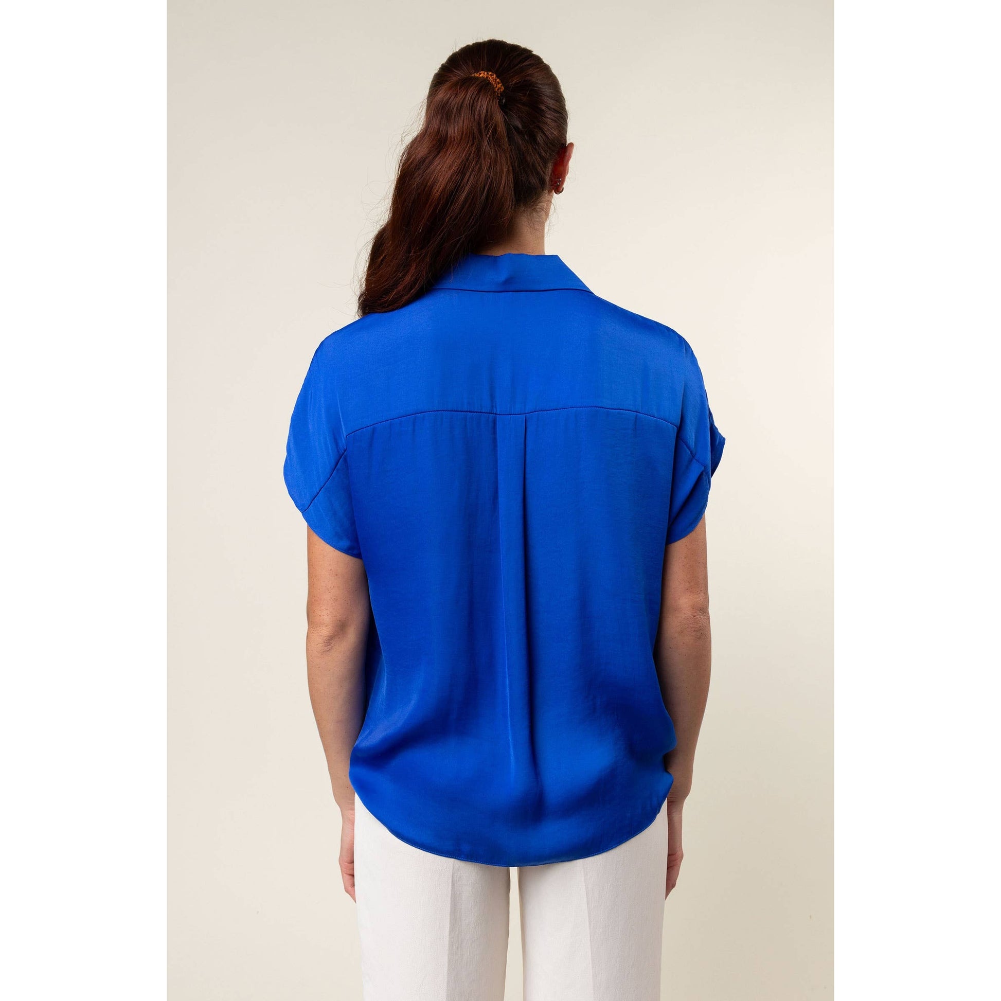 Short Sleeve Convertible Collar Blouse