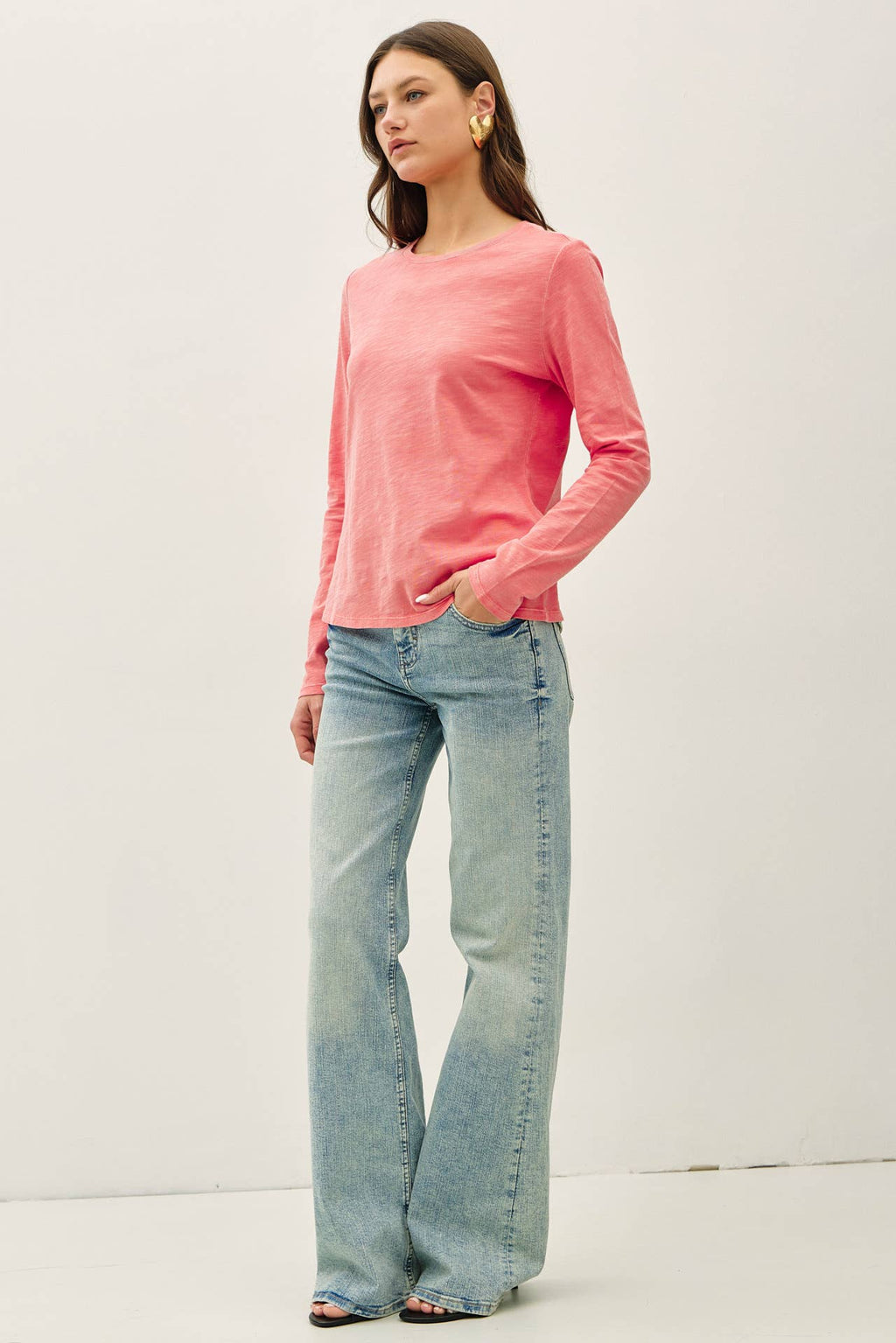 COTTON SLUB CREWNECK LONG SLEEVE TEE