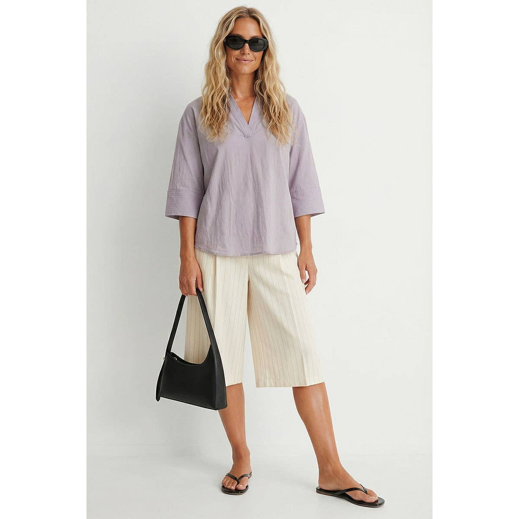 Contrast Stitch Detail Popover Blouse