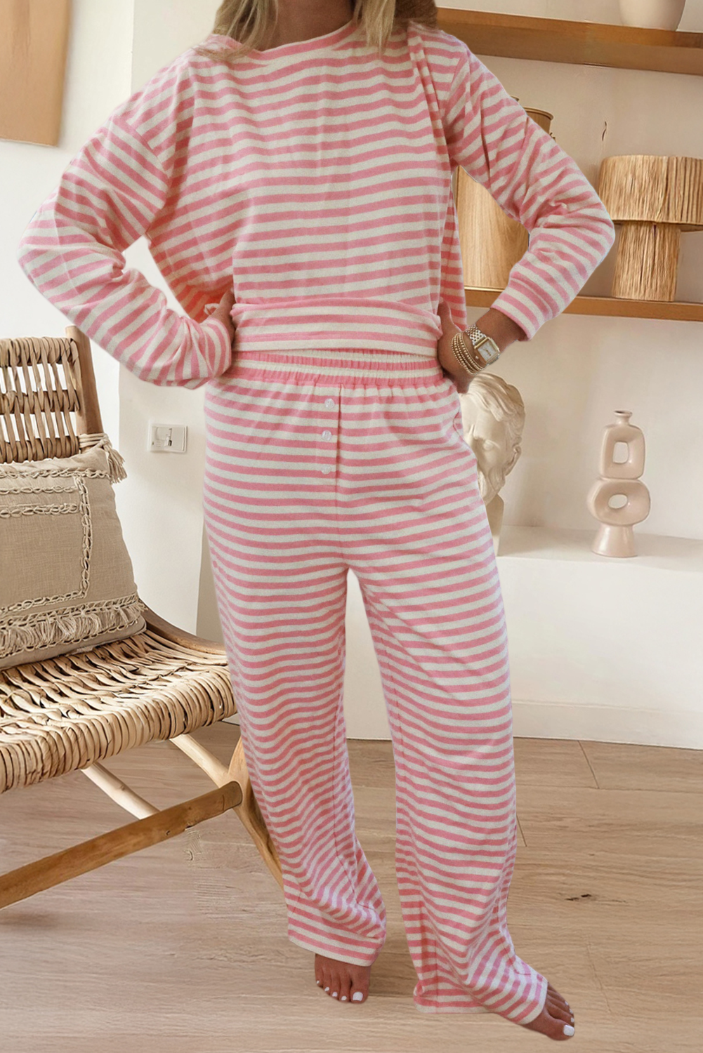 Lounge Set- Rose Stripe