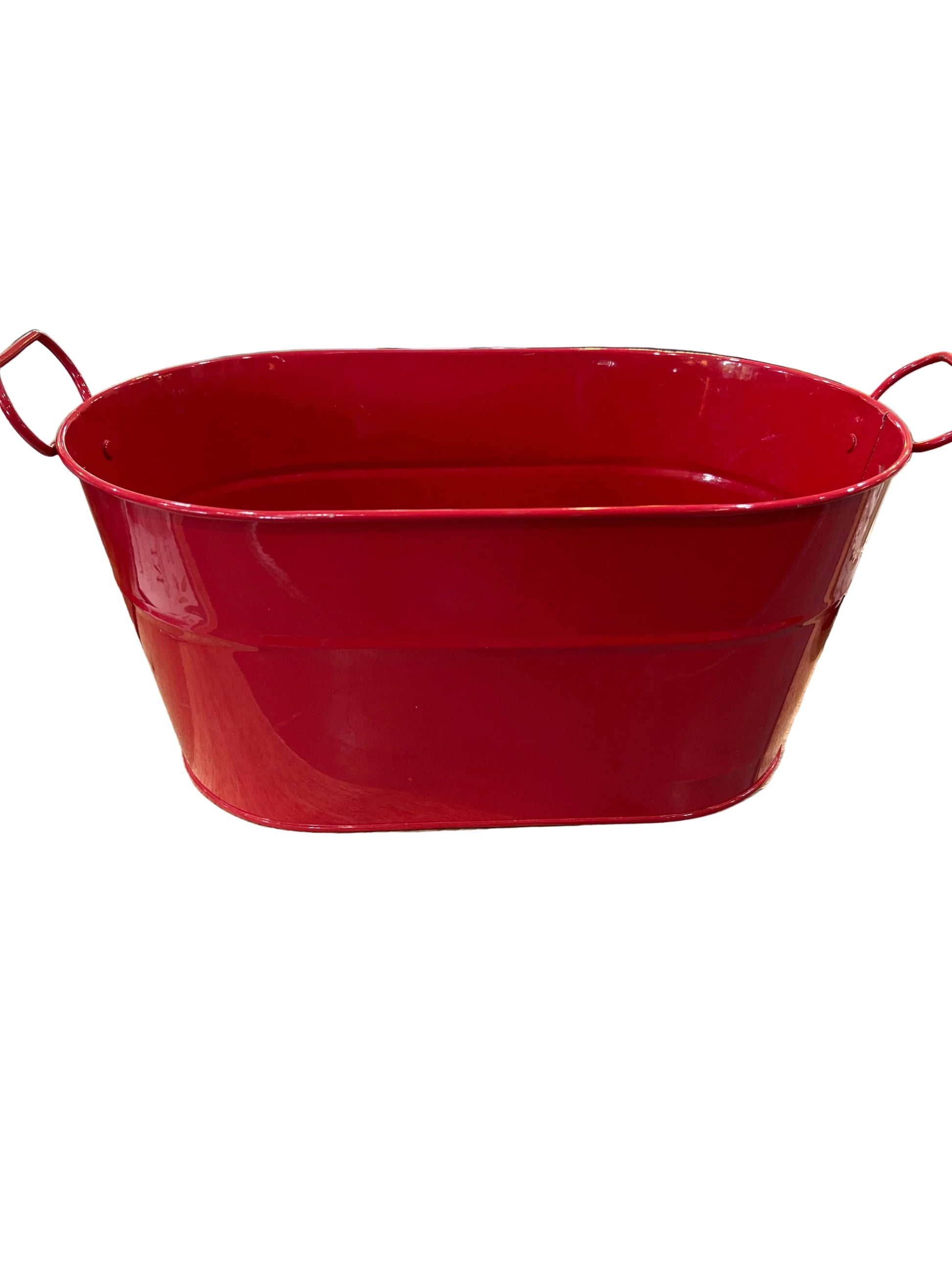 Red Tin Oval Tub Gift Basket