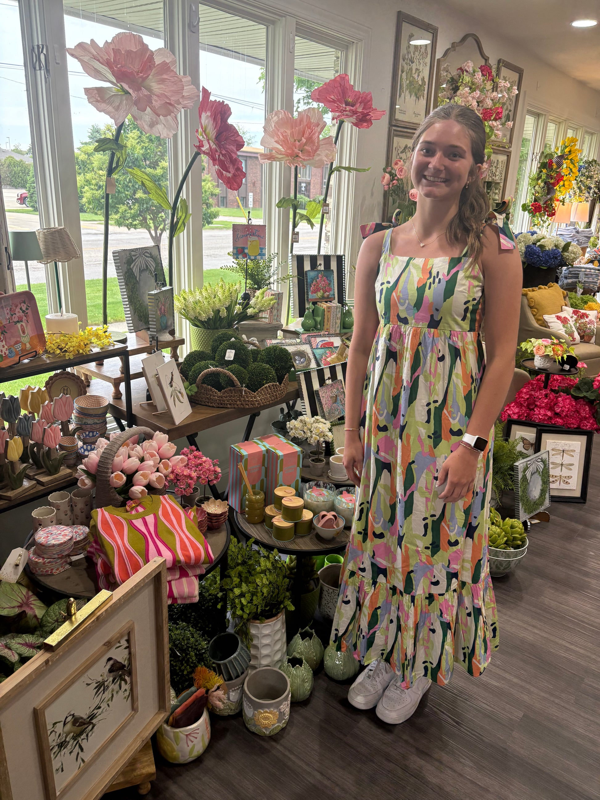 Tie Strap Multi Color Maxi Dress