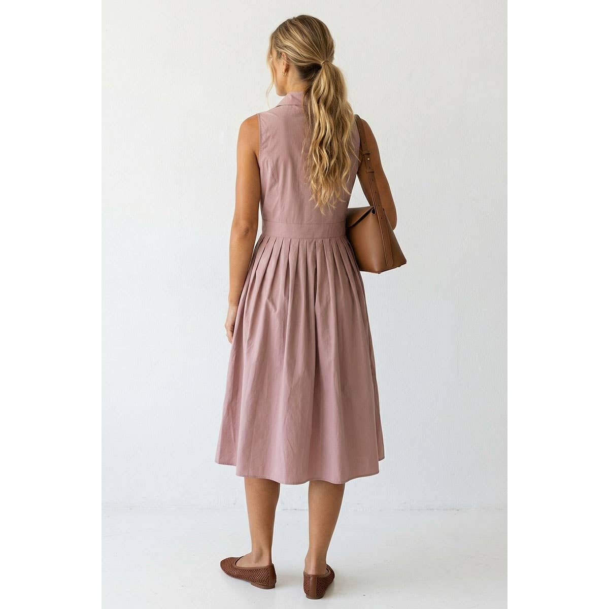 Sleeveless Midi Shirt Dress