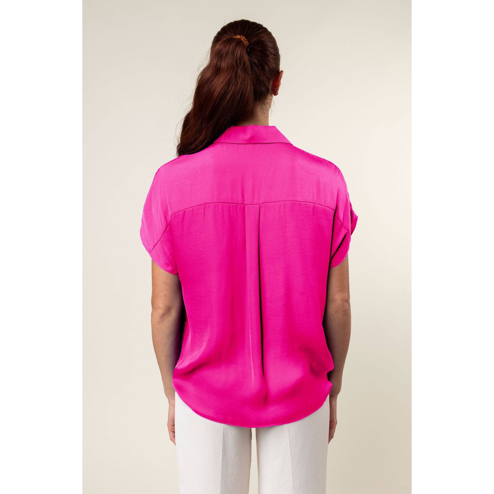 Short Sleeve Convertible Collar Blouse