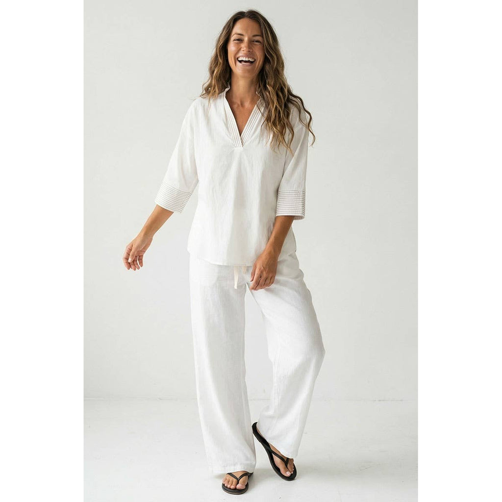 Contrast Stitch Detail Popover Blouse