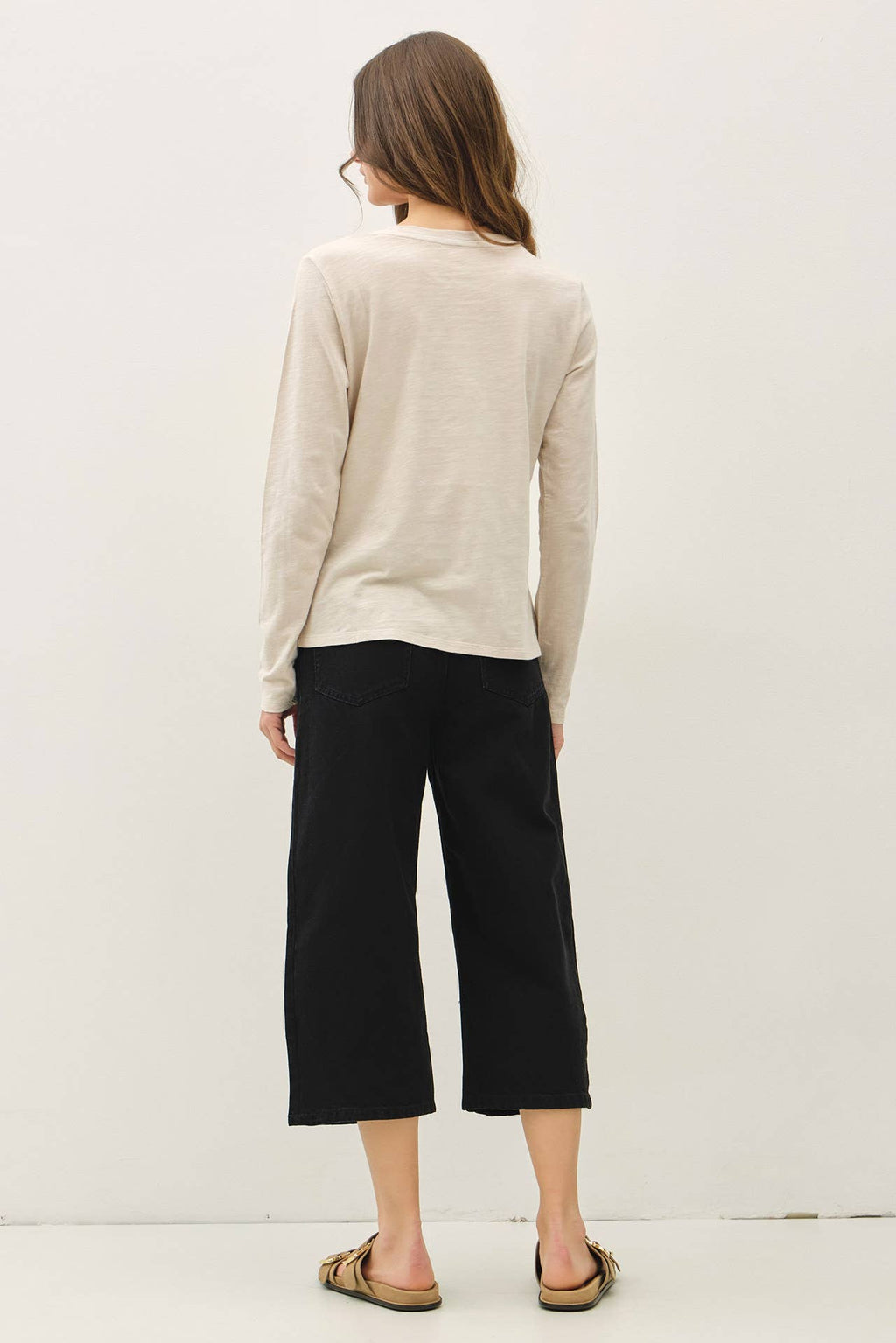 COTTON SLUB CREWNECK LONG SLEEVE TEE