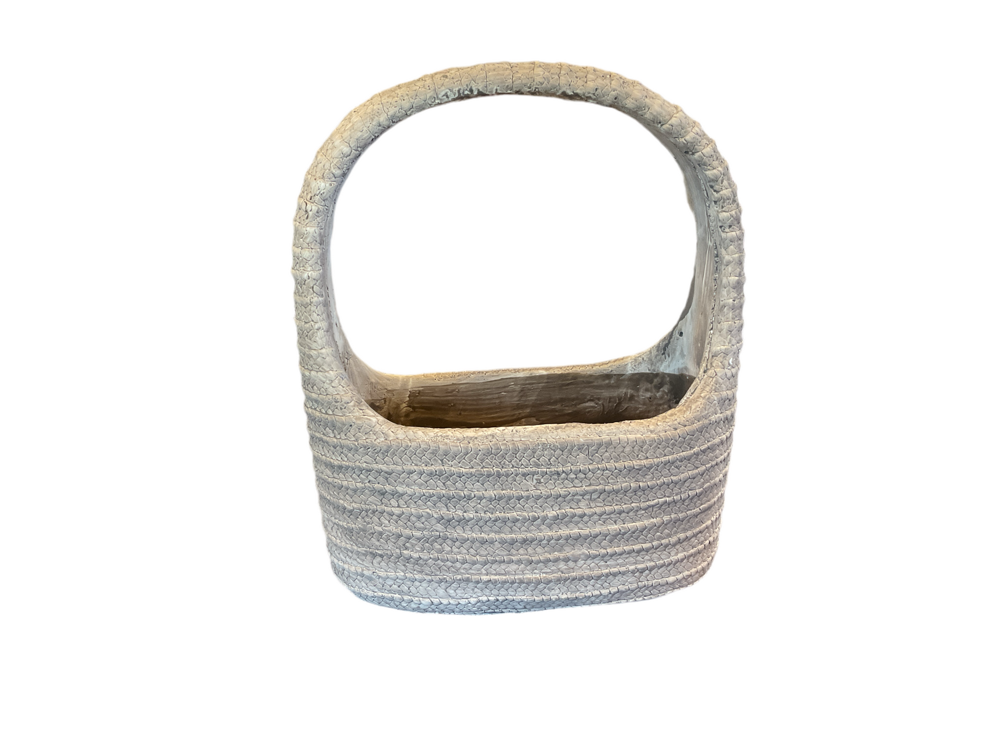 Brown Ribbed Handle Basket