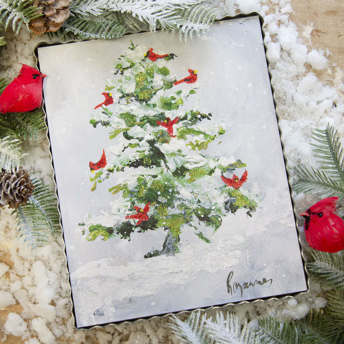 Snowy Cardinal Tree Print