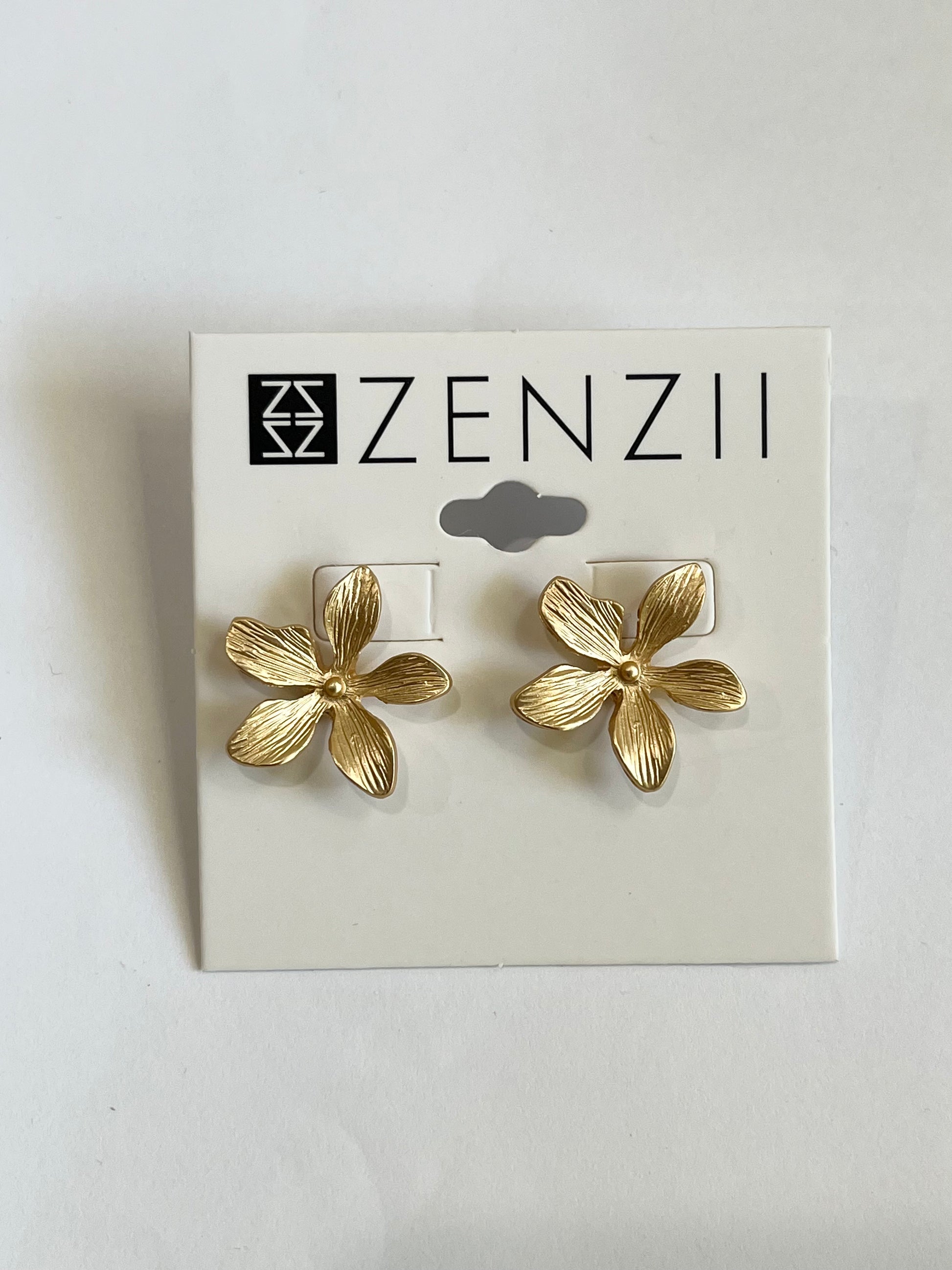Marigold Matte Flower Stud Earring Matte Gold