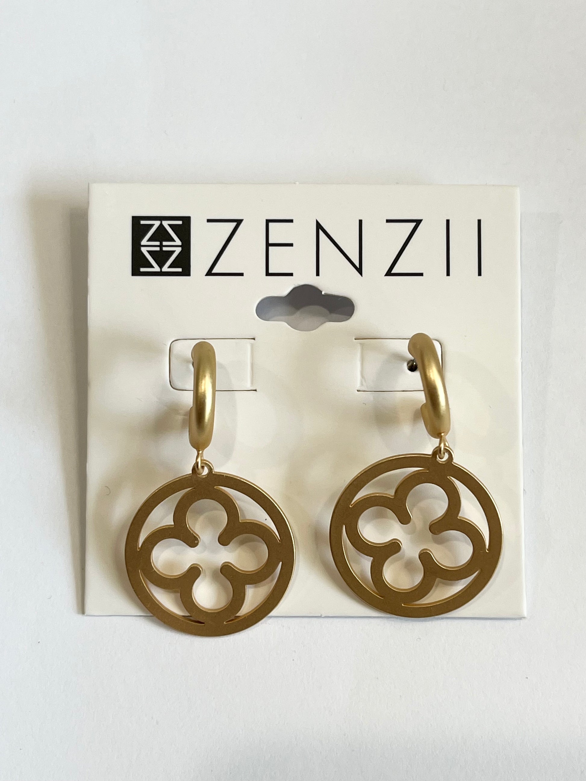 Matte Metal Clover Small Drop Earring