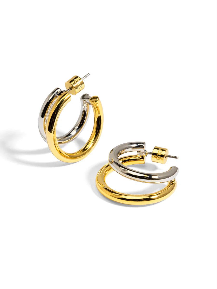 Small Two-Tone Open Hoop Earring
