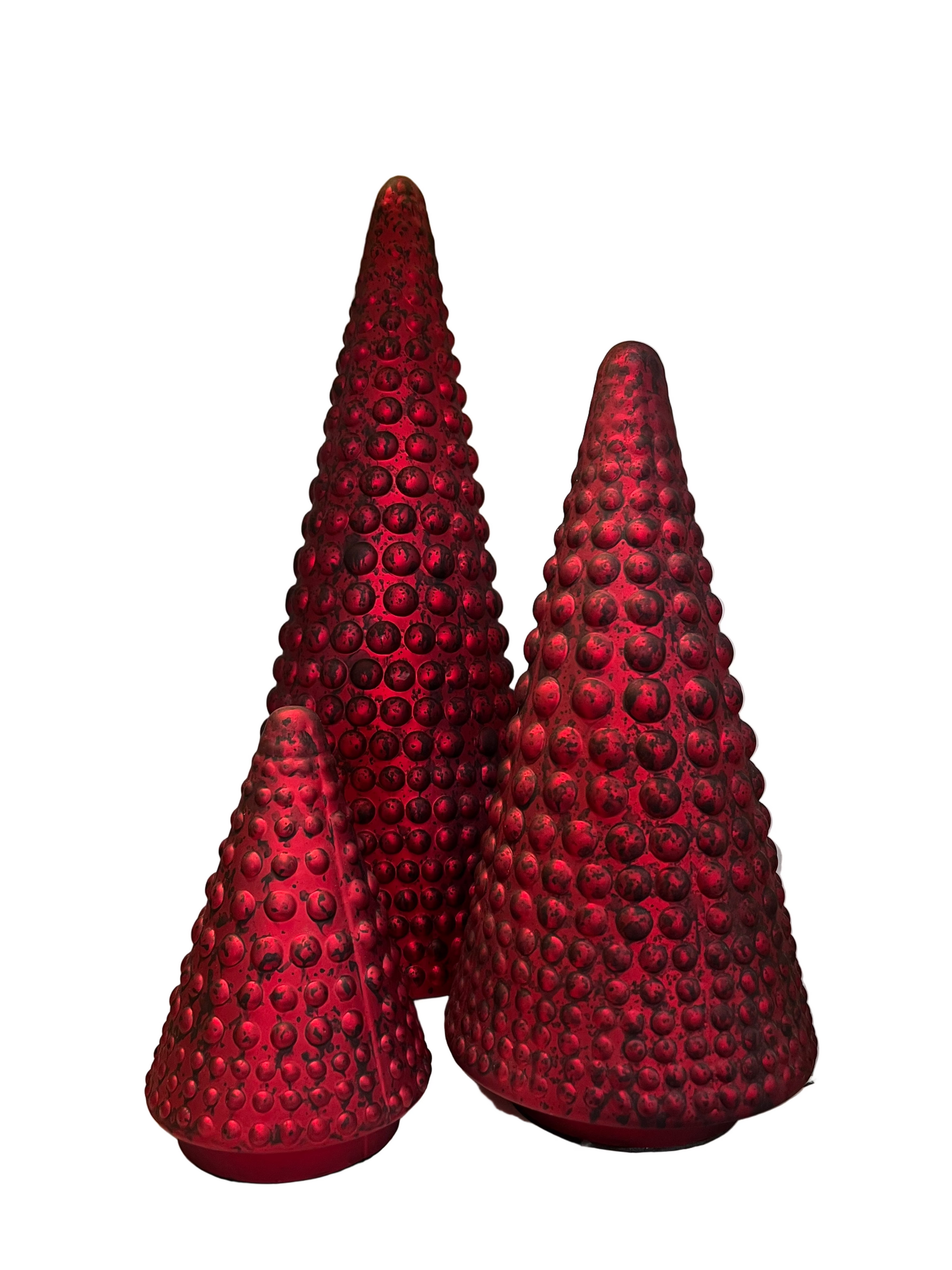 Red Mercury Glass Dot Christmas Trees