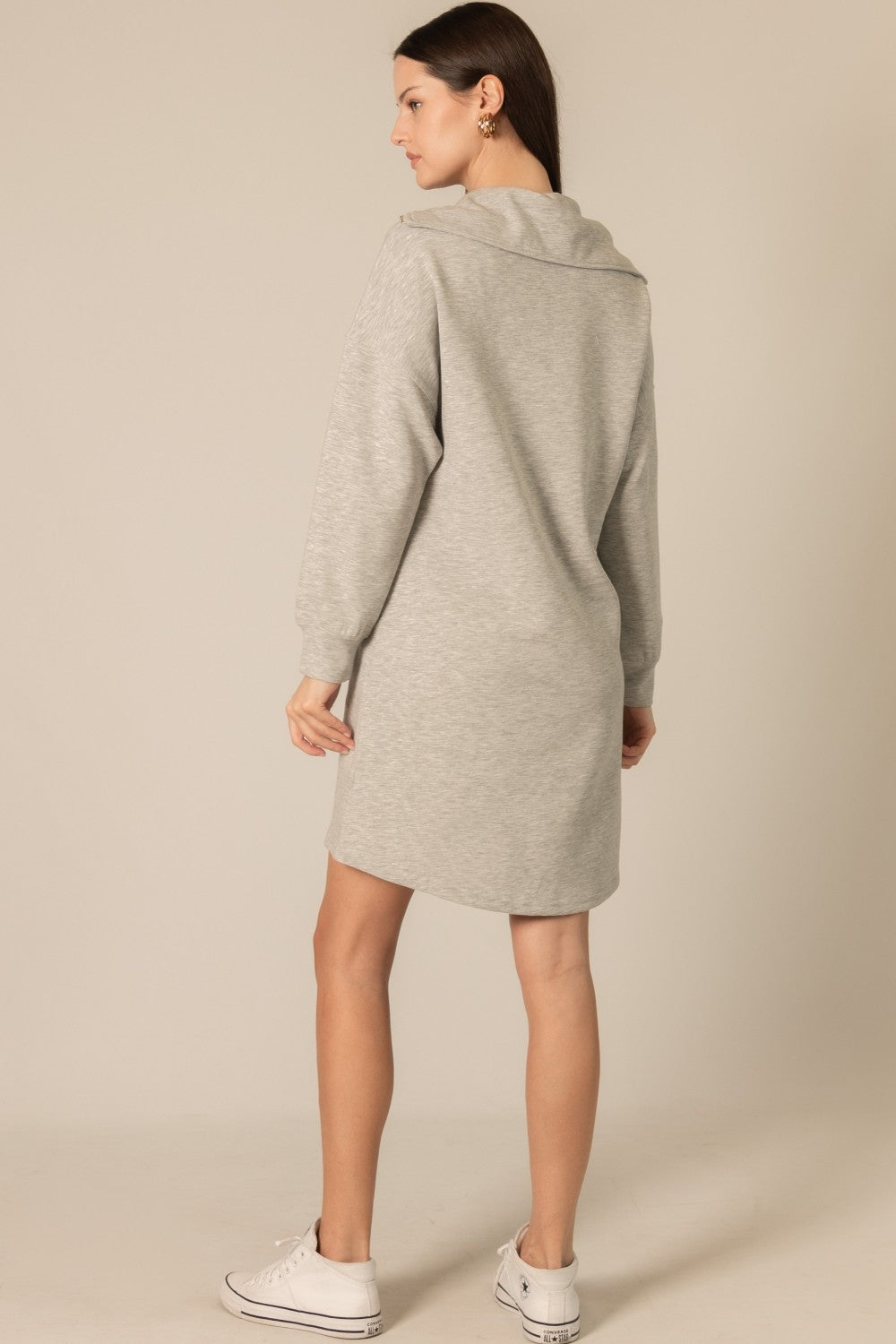 P. CILL Butter Modal Quarter Zip Up Long Sleeve Dress