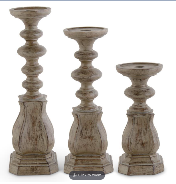 Distressed Resin Taper/Pillar Candleholders