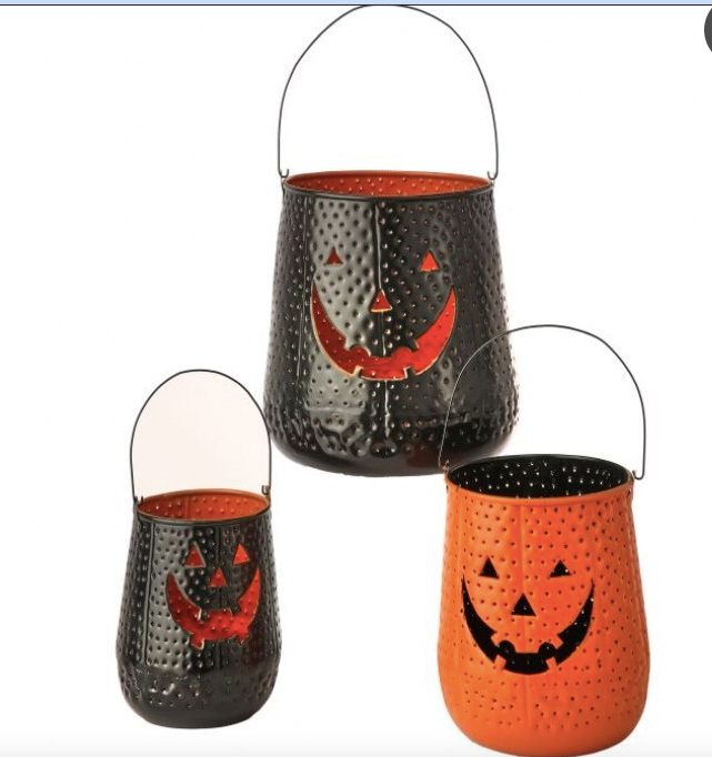 Metal Jack O Lantern Buckets