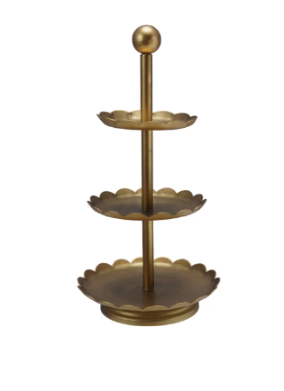 Metal 3-Tier Tray with Scalloped Edges