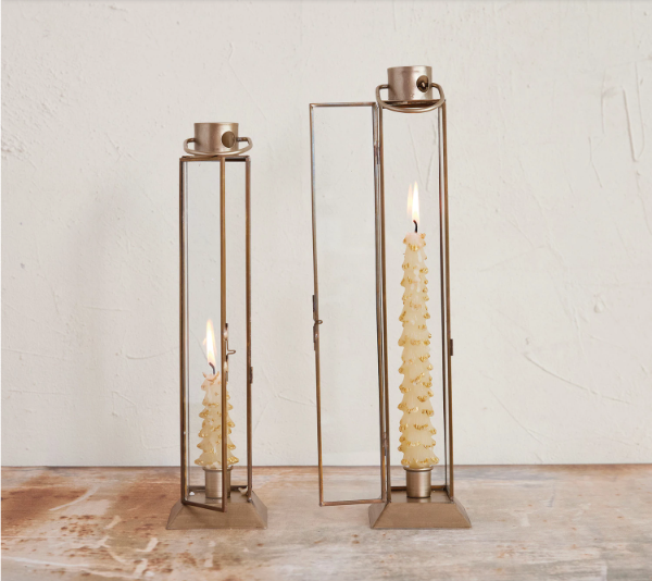 Metal & Glass Lantern Taper Holder