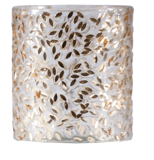 Tealight//Votive Holder with Embedded Gold Finish Confetti
