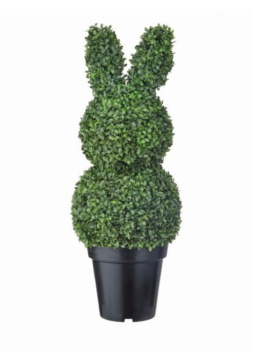 32" UV Boxwood Bunny Topiary