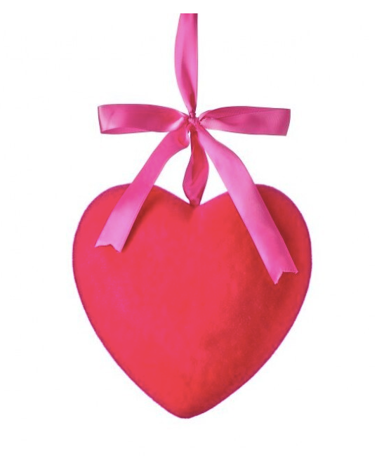 9" Flocked Heart Hanging Ornament