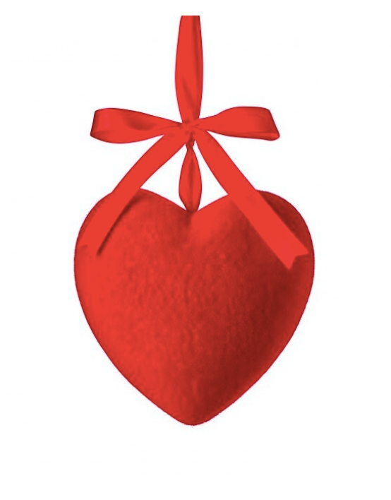 9" Flocked Heart Hanging Ornament