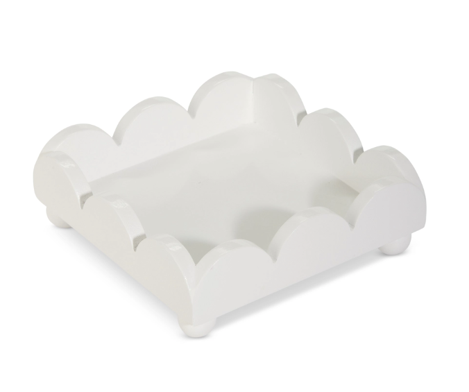 White Scalloped Napkin Holder