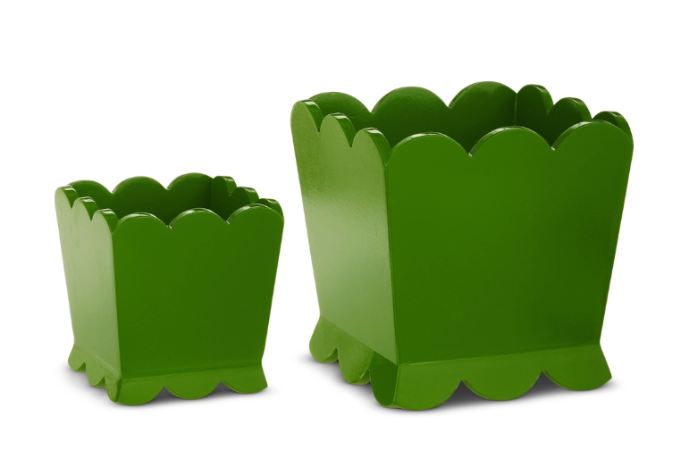 Green Scalloped Planter