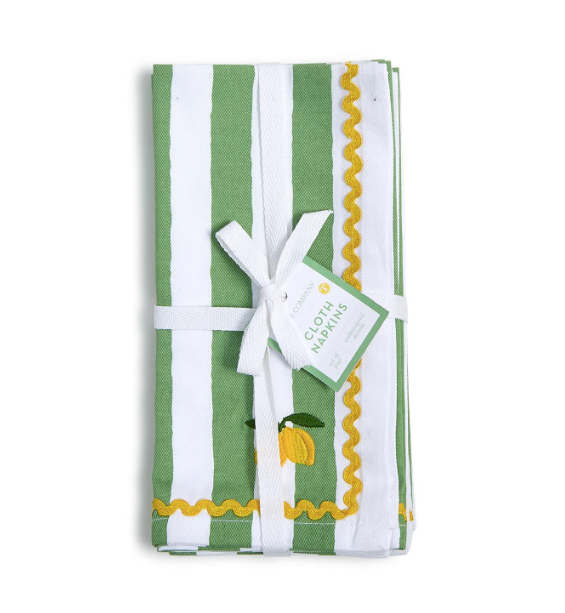 Lemon Embroidered Cloth Dinner Napkins