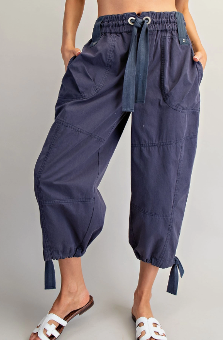 Mineral Washed Tied Cuff Jogger Pants