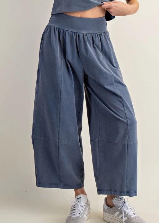 Mineral Washed Wide Leg Pants