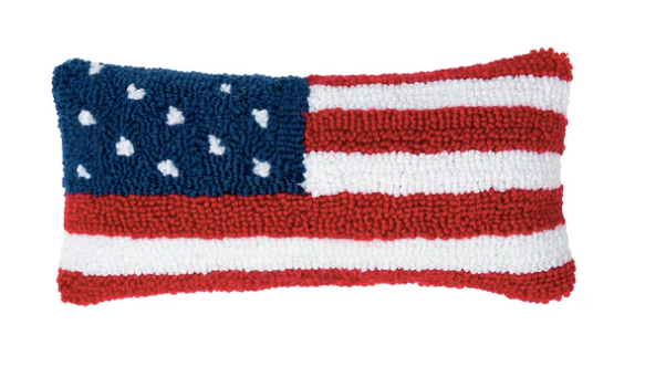 American Flag Hooked Pillow