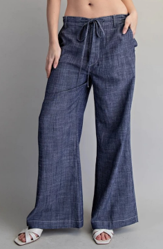 String Tie Straight Leg Pants
