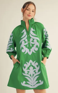 New Floral Applique Shift Dress