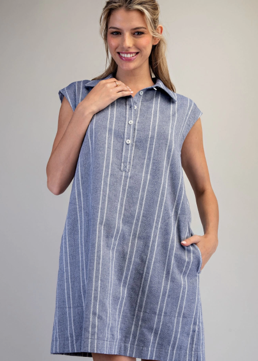 Striped Side Pocket Mini Dress