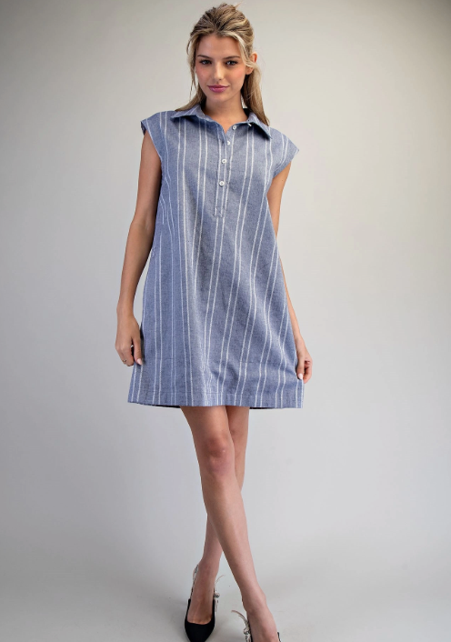 Striped Side Pocket Mini Dress