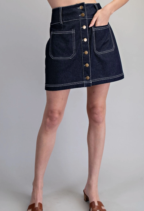 Soft Washed Button Down Mini Skirt