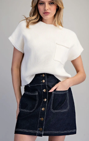 Soft Washed Button Down Mini Skirt