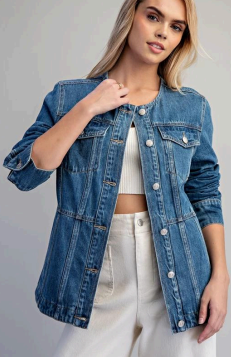 Denim Round Neck Jacket