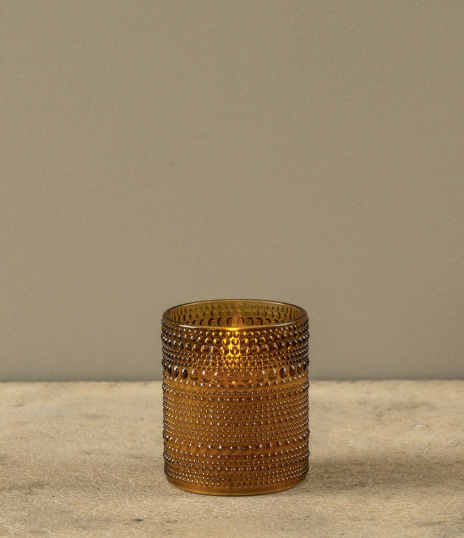 3.25" AMBER DOTTED GLASS 3D FLAME CANDLE