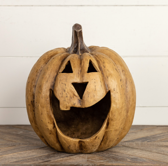 15" BEIGE BIG MOUTH PUMPKIN