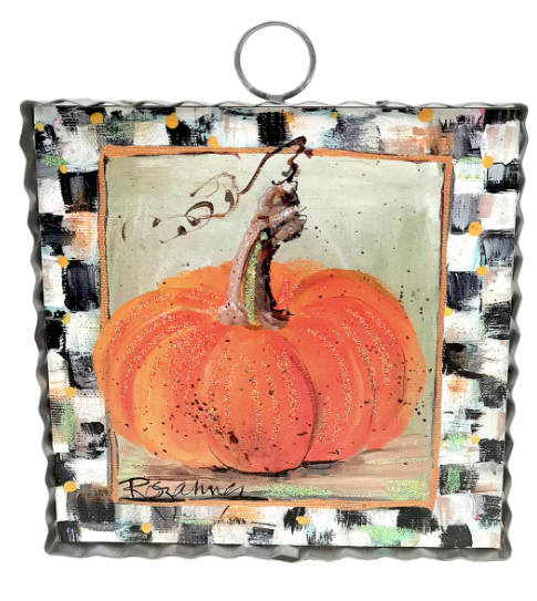 Mini Art Orange Pumpkin with Checkered Border