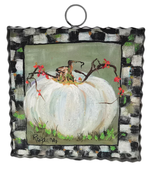 Mini Art Cream Pumpkin with Checkered Border