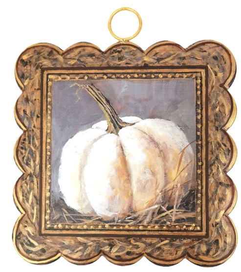 Mini Scallop Art Gilded White Pumpkin