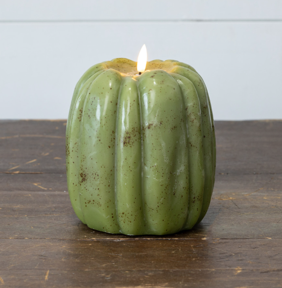6.5" GREEN 3D FLAME PUMPKIN CANDLE