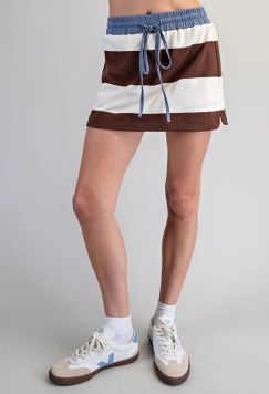 Enzyme Washed Striped Skort
